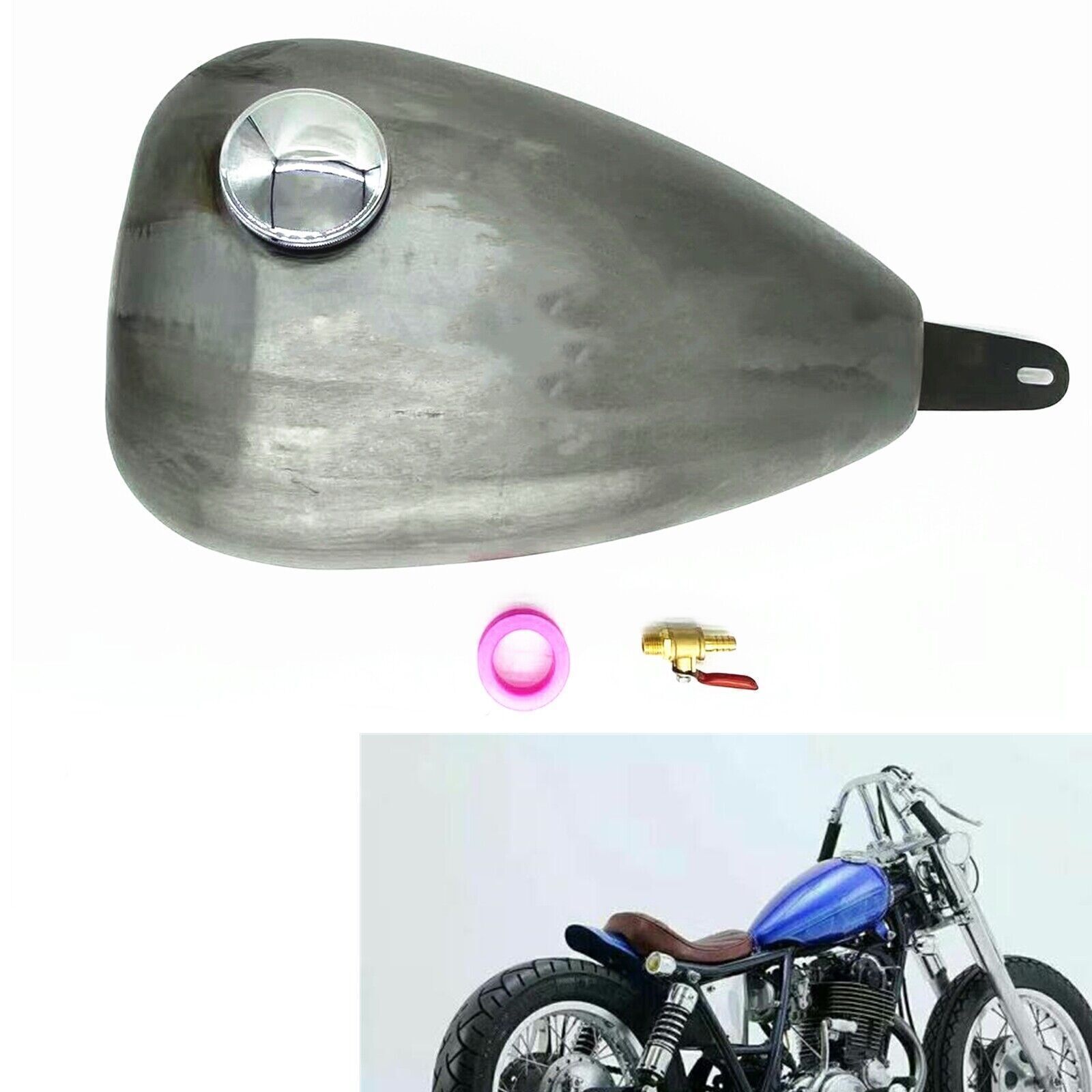 Motorcycle Gas Fuel Tank FOR Yamaha SR400 Water Drop Silver