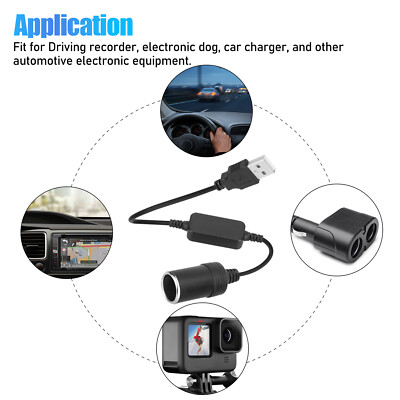 Car Cigarette Lighter Socket Female Converter USB To 12V Adapter Cable Cord lot