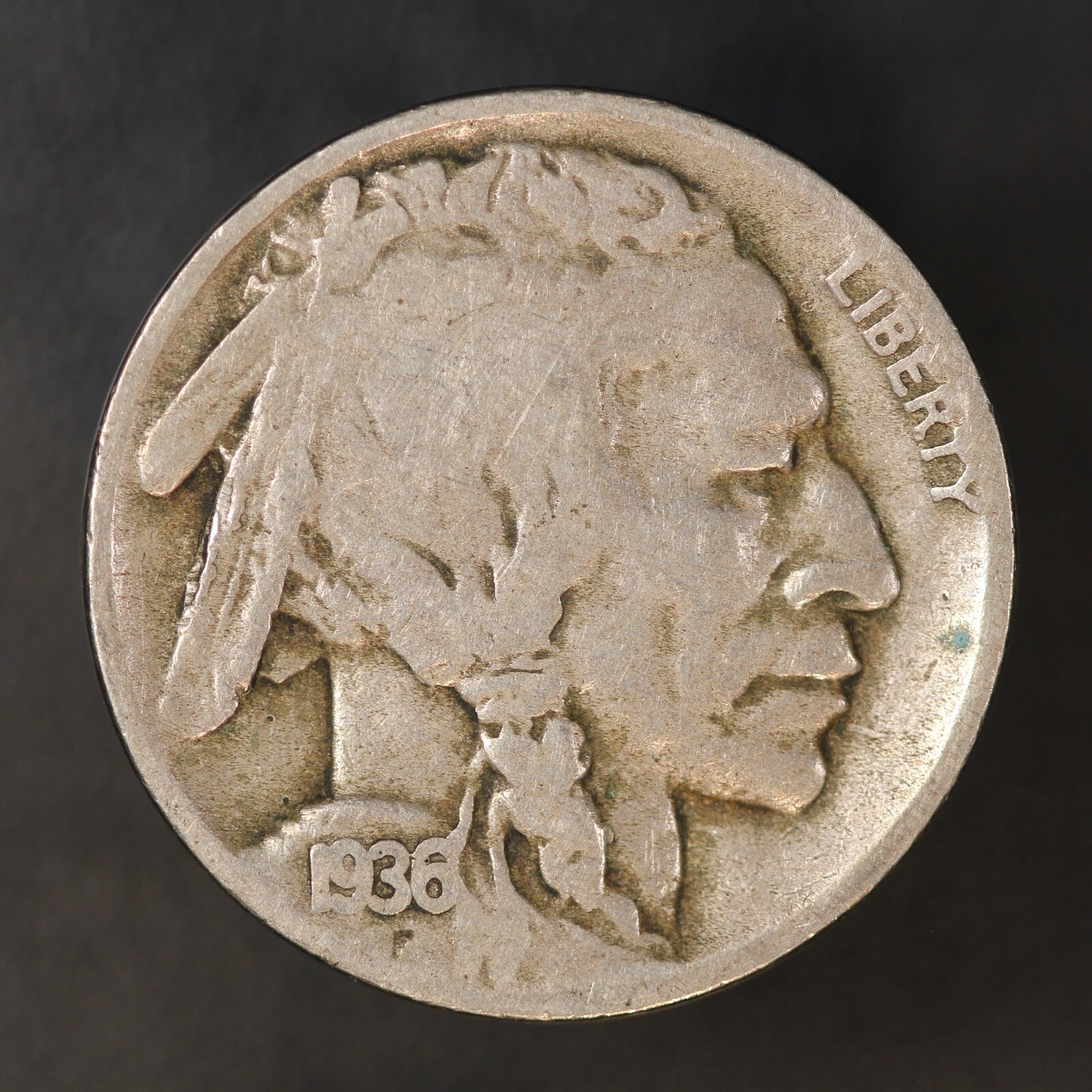 ミ二ケル 1936 D ~ BUFFALO NICKEL ~ FRESH FROM AN OLD COLLECTION
