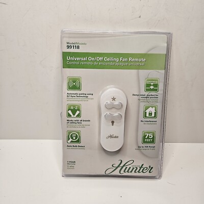 Hunter 99118 Universal Fan & Lights Remote Control & Receiver Combo New Open Box
