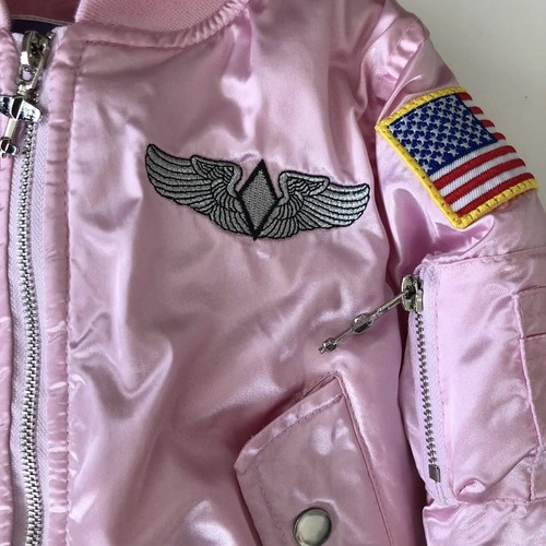 Up And Away Kids Jacket USAF MA 1 Flight Toddler Girls Pink Zip Size 3T