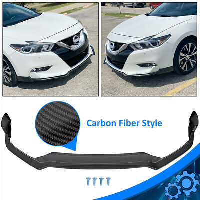 Carbon Fiber Style Front Bumper Splitter Lip Spoiler For 2016-2018 Nissan Maxima