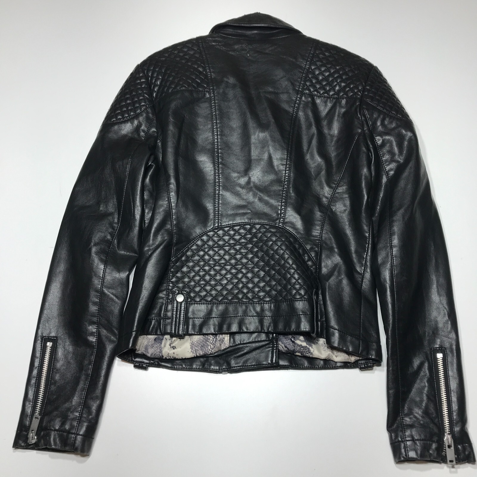 Black Rivet Jacket Womens Size Small Faux Leather Full Zip