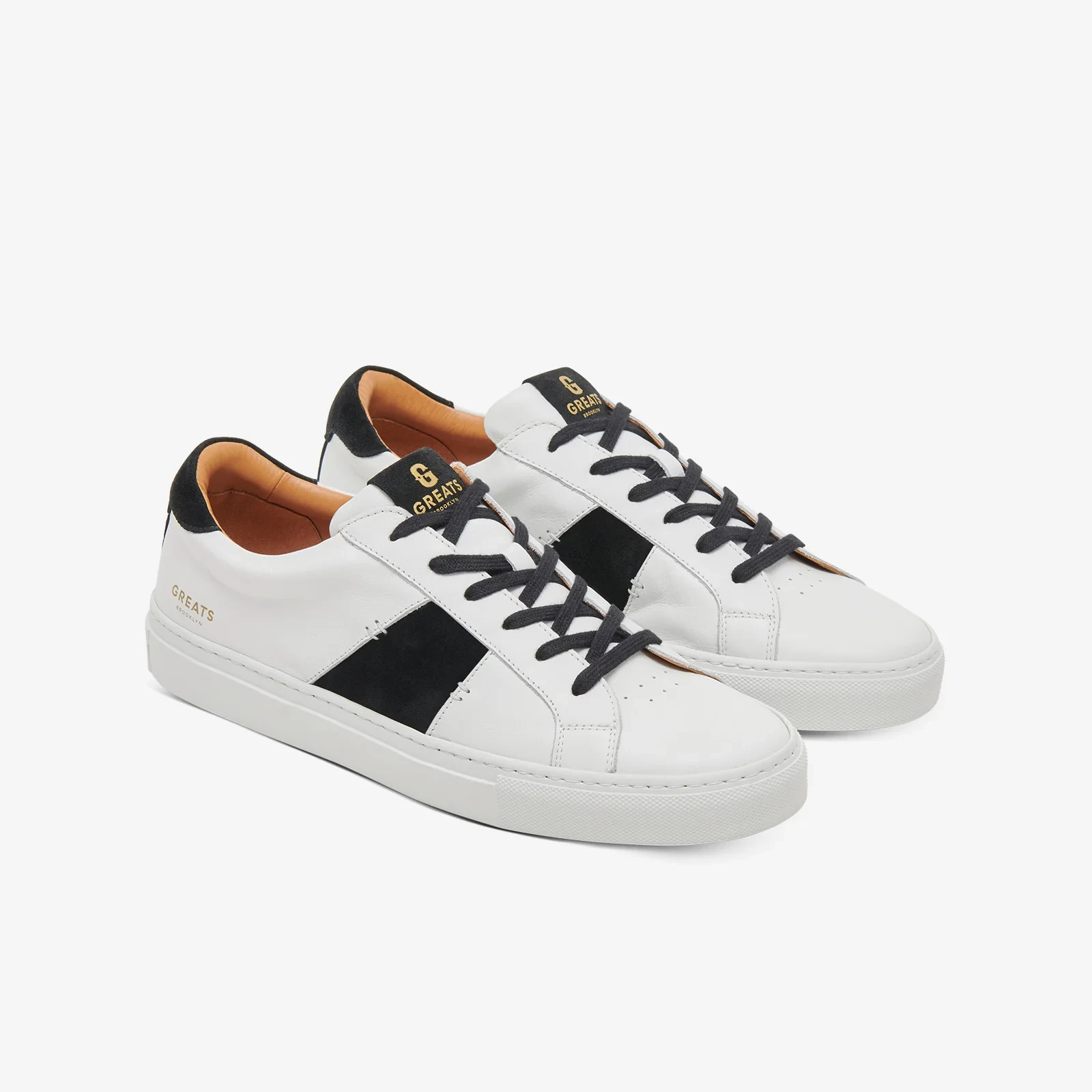 GREATS Royale 2.0 Lace Up Leather Sneakers Men's 8 White/Black Logo Round Toe - Picture 1 of 17