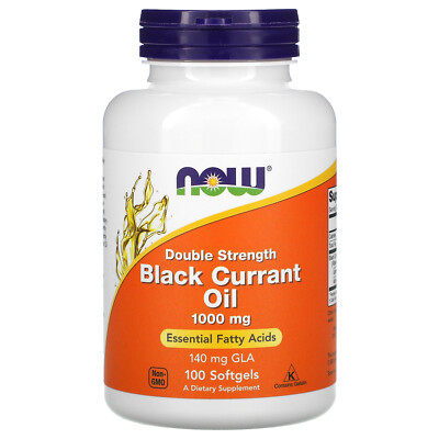 Now Foods Black Currant Oil Double Strength 1000 mg 100 Softgels GMP Quality