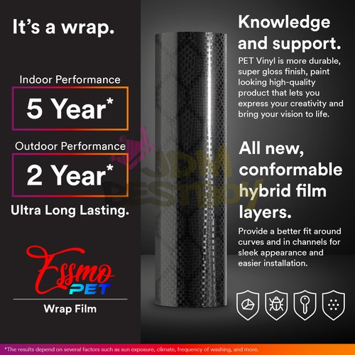 PET Honeycomb Carbon Fiber Gloss Black Hex Car Vehicle Vinyl Wrap Decal Sheet