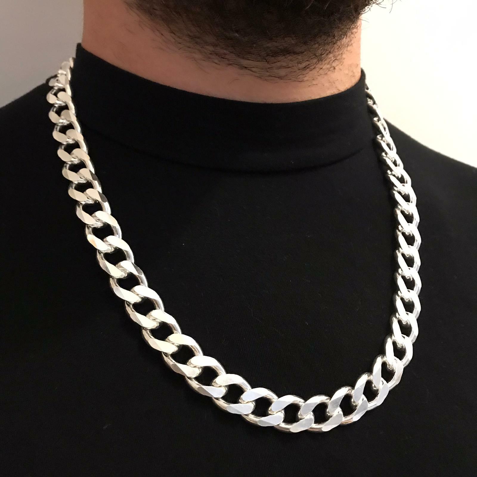 Pre-owned Handmade Mens Cuban Tight Curb Chain Necklace 925 Sterling Silver 159gr 14mm 28inch