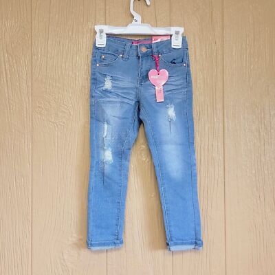 Toddler Girls Cutie Patootie Super Yummy Washed Jeans sz 5 Light Blue Denim
