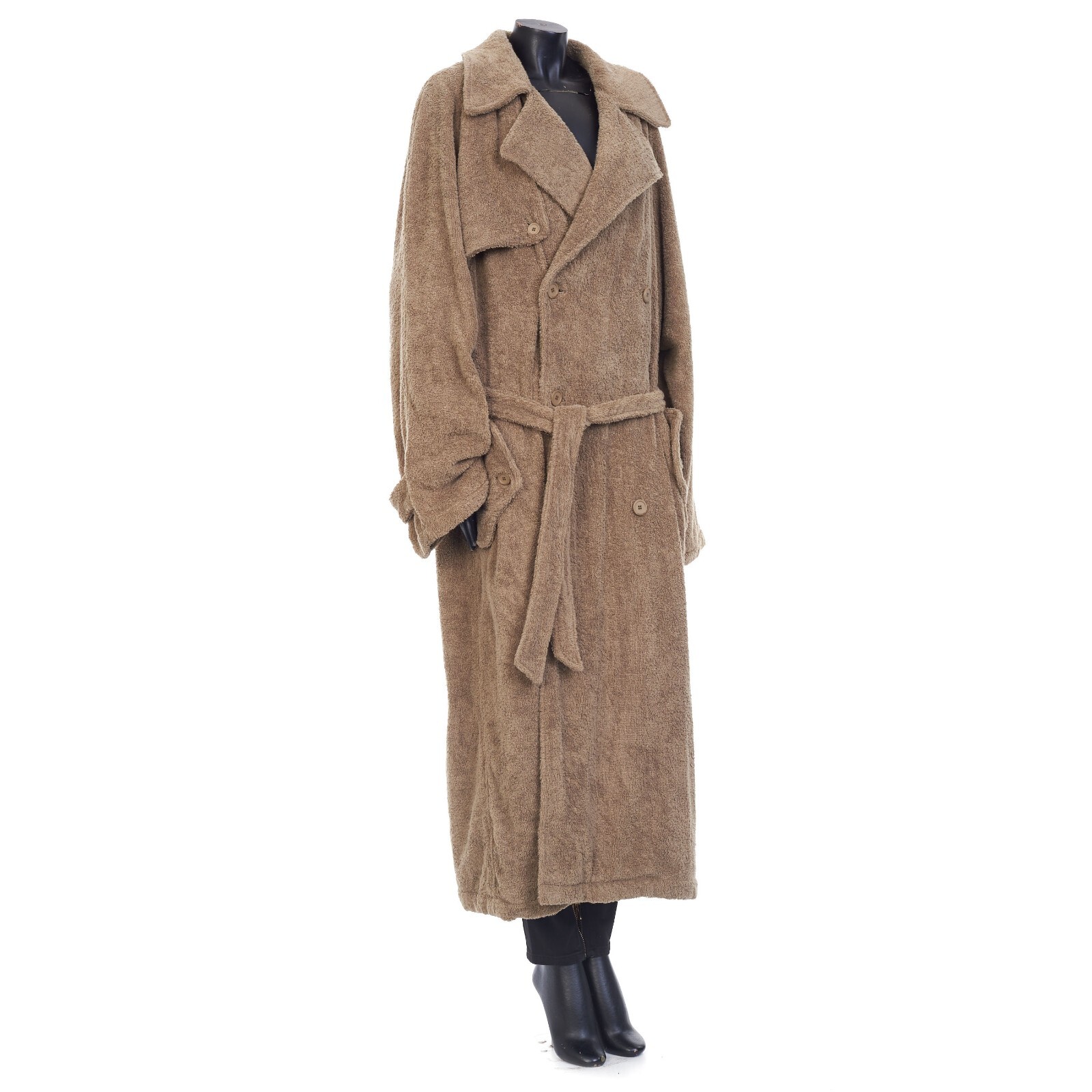 Pre-owned Balenciaga 2790$ Double-breasted Towel Trench Coat In Neutral Beige