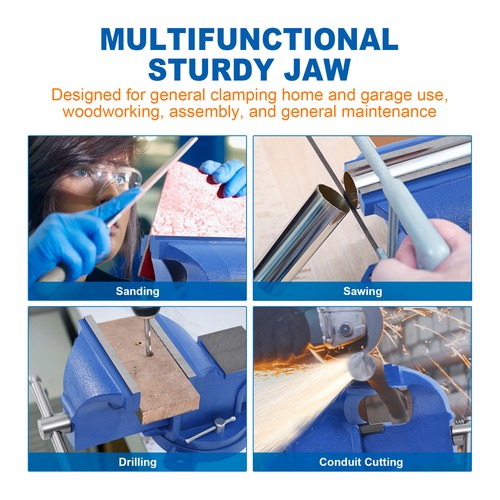 6" Heavy Duty Bench Vise with Anvil Swivel Locking Base Table Top Clamp Vise