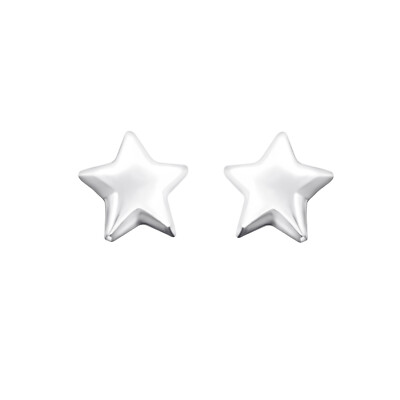 Plain Star Stud Earrings 925 Sterling Silver Push Back