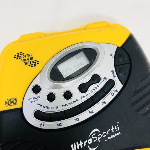 Ultra Sports by Audiophase - Portable CD Player/Digital AM/FM Tuner Yellow
