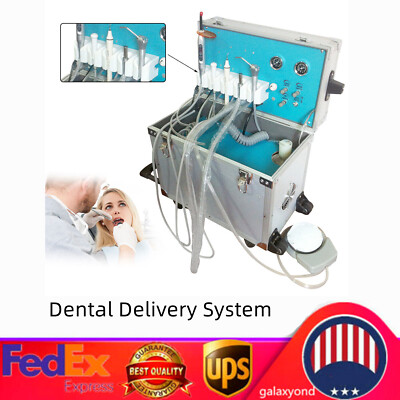 Dental Portable Delivery Unit Rolling Box+Curing Light+Ultrasonic Scaler 2 hole