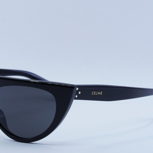 Pre-owned Celine Cl40228i 01a Shiny Black/smoke 56-17-140 Sunglasses Authentic In Gray