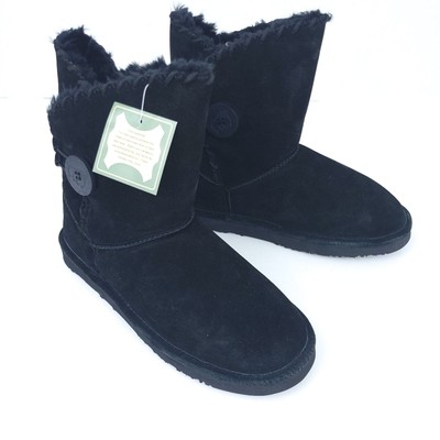 New LAMO 9'' Suede Leather Boots Size 10 Women Black One Button, Whipstich