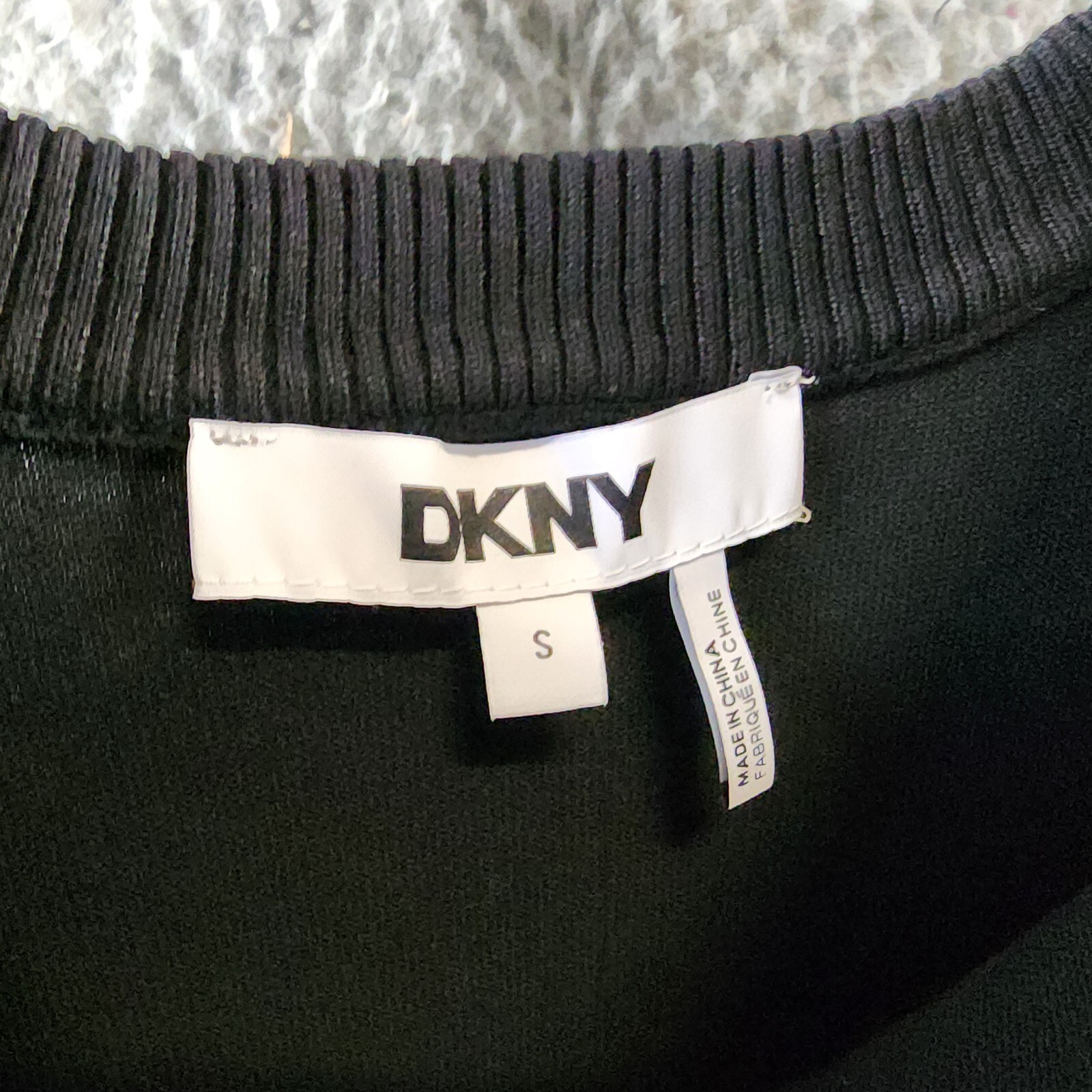 DKNY Studded Crew Neck Sweater Women's S Black Ribbed Hem Long Sleeve Pullover - Picture 8 of 12