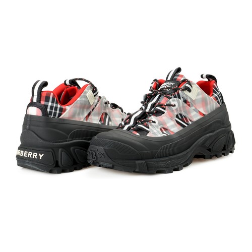 Pre-owned Burberry Men's "arthur" Low Top Hiking Boots Sneakers Shoes In Red/black/white