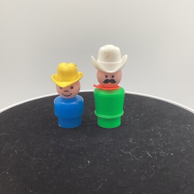 Vintage 70s 80s Fisher Price Little People Farmer Son Lot 2 Farmer Father Son F