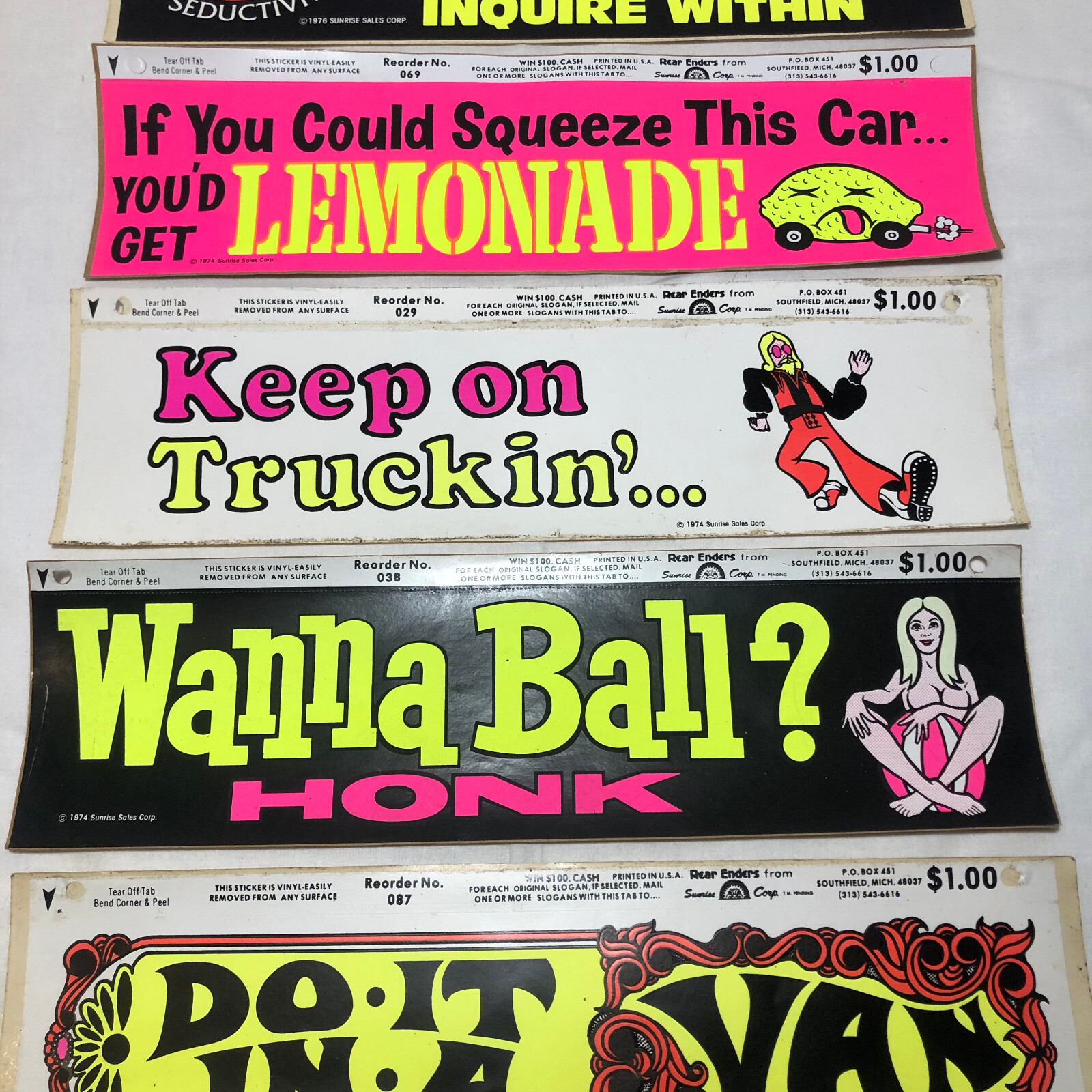 Vintage Spencers Bumper Sticker Lot Rear Enders From Sunrise Corp