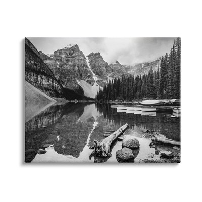 Shallow Waters Mountain Range Landscape Docked Boats, Designed by Daniel Spro...