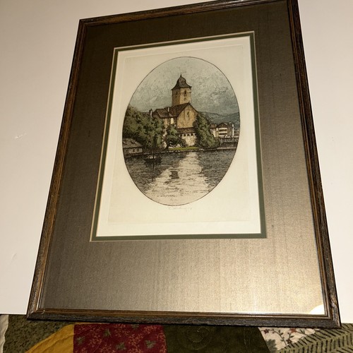 St Wolfgang” a signed & framed etching by Josef Eidenberger