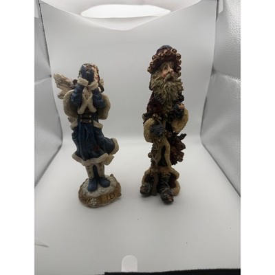 Vintage Style Christmas Figurine Set Winter Angel Let It Snow & Woodland Santa