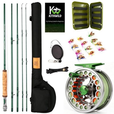 Buy Fly Fishing Rod Combo, 4 Piece 5/6 Portable Fly Rod with Extra Tip, PreLoaded...