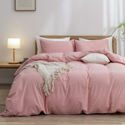 Buy BESTOUCH Duvet Cover Set 100% Washed Cotton Linen Feel Super Soft Comfortable...