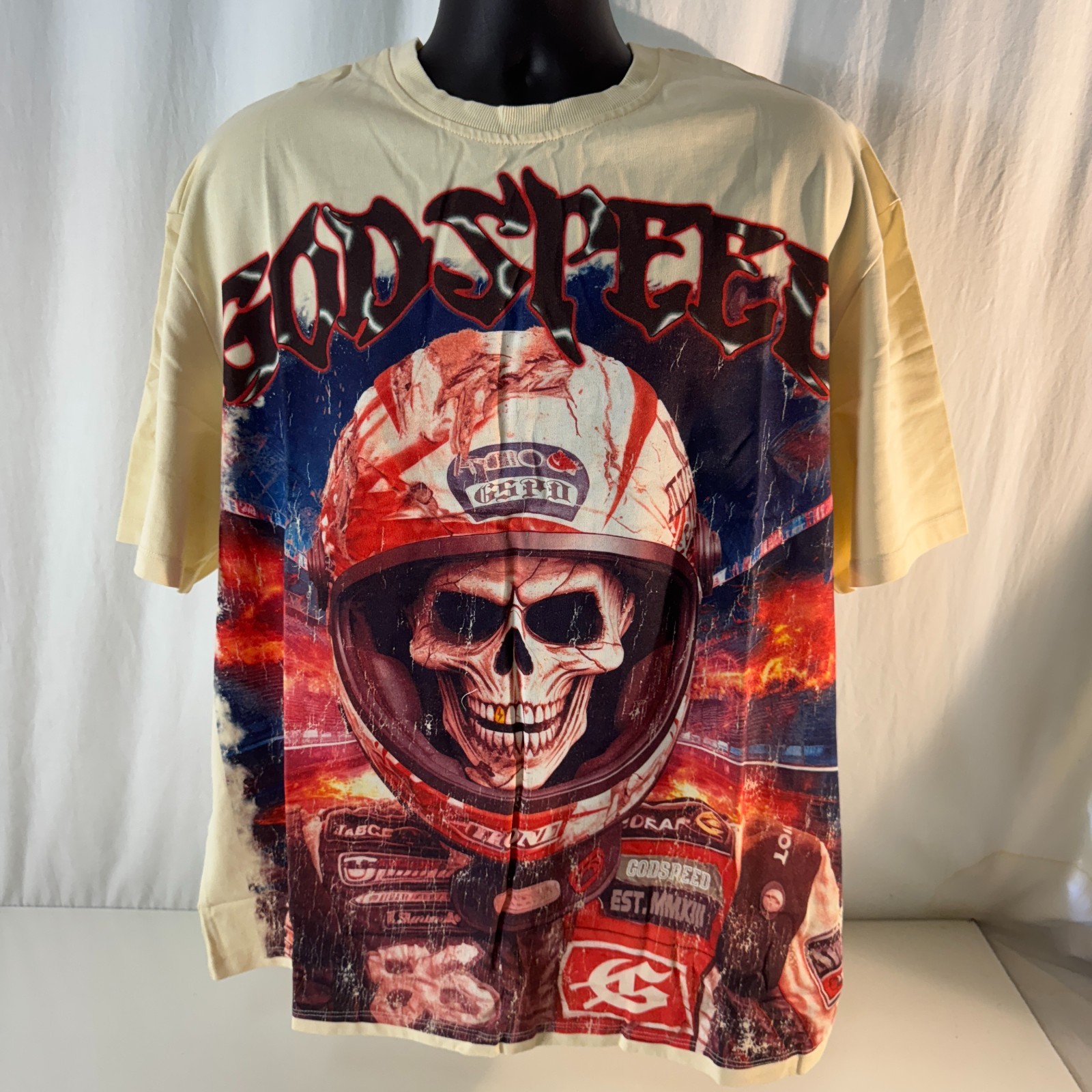 Godspeed スカルデザイン Tシャツ Mens Godspeed Skeleton Palm Astronaut print Tee Short