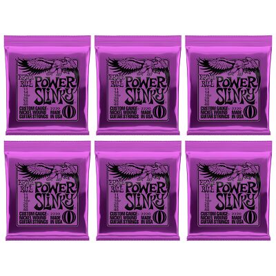 Ernie Ball 2220 Power Slinky 11-48 Nickel Wound Strings 6 Sets Pack USA Made