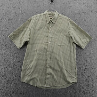 Duluth Trading Short Sleeve Button Down Shirt Large Tall Green Plaid Mens Pocket