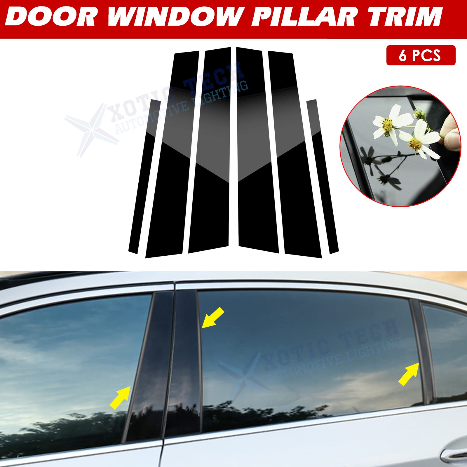 Glossy Black Window Pillar Posts For BMW 3 Series 2005-12 Door Trim Decoration