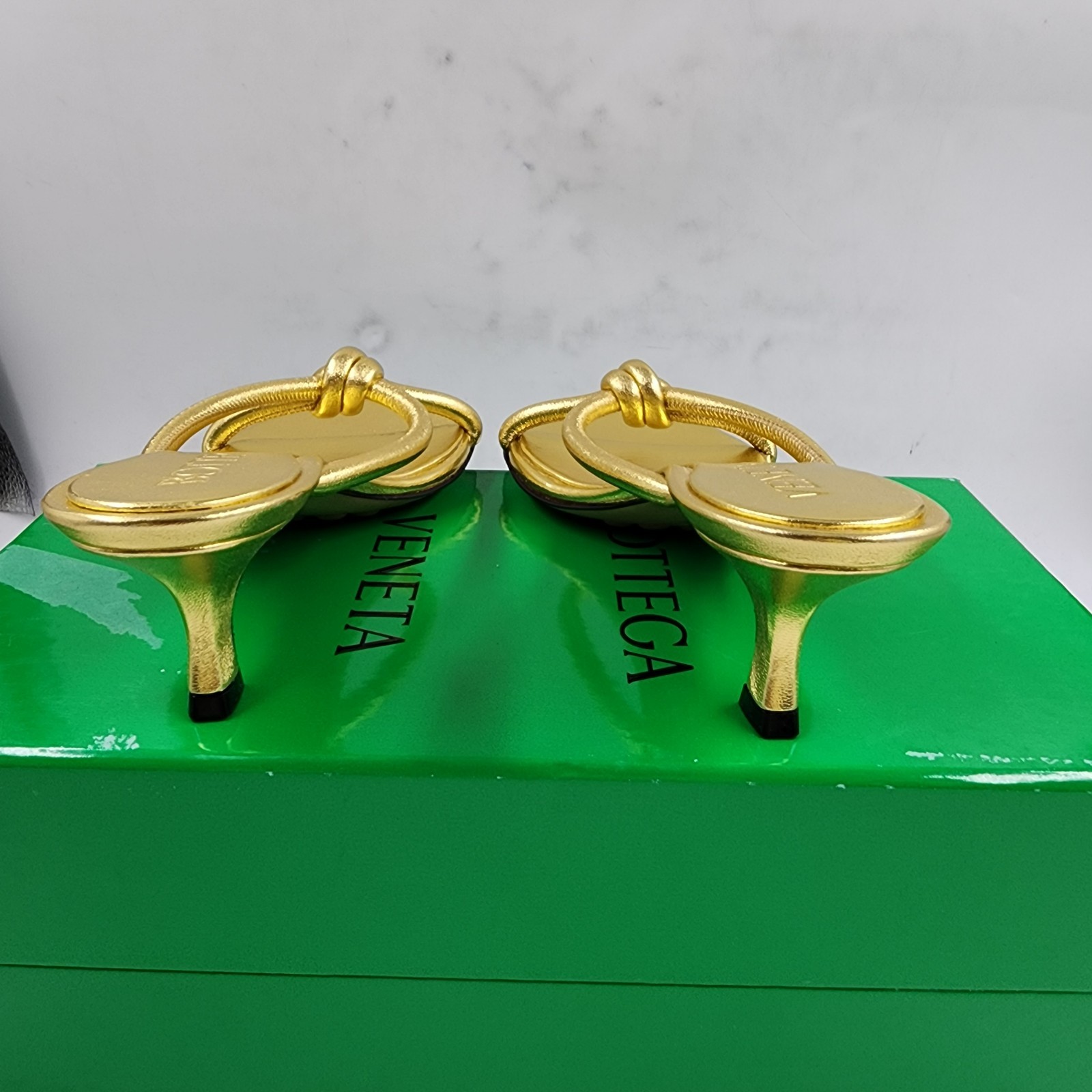 Bottega Veneta Kitten Heel Blink Mule Sandals Women's 35.5