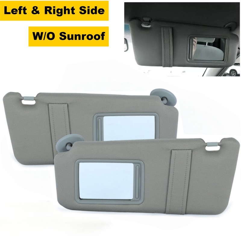 Pair Sun Visor Left & Right Side Without Sunroof Gray