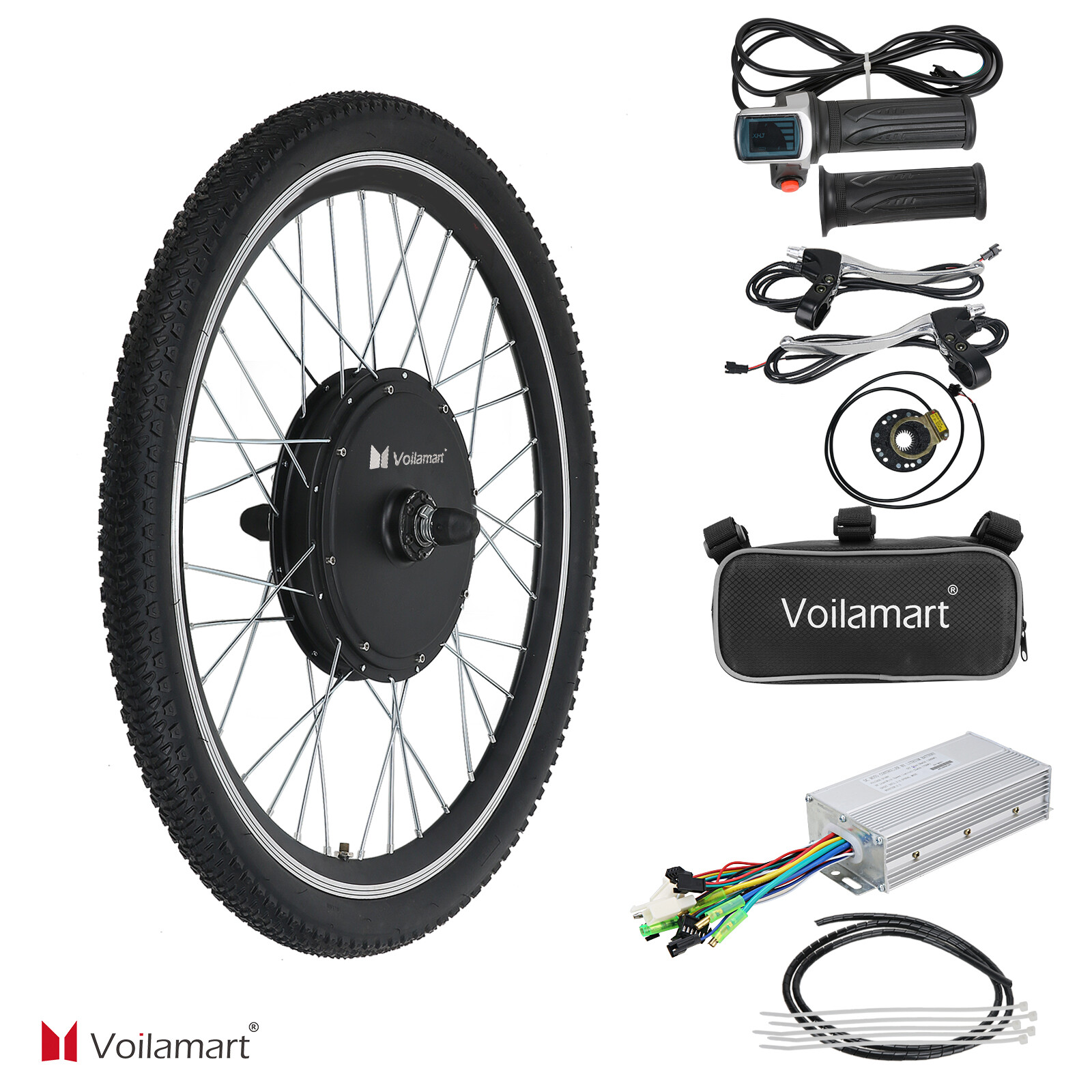 Voilamart 20'' 48V Electric Bicycle Front Wheel Ebike Motor Conversion Kit 1000W