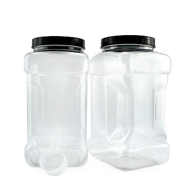 1 Gallon Square Clear Plastic Canisters 2pk