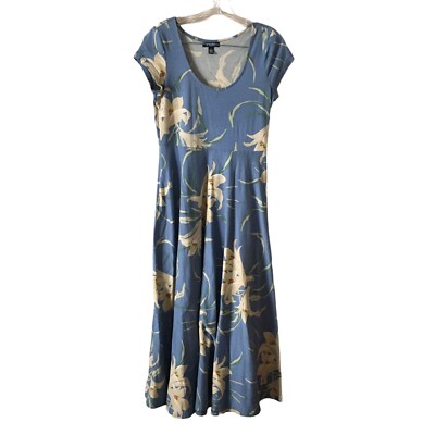Chaps Women's Maxi Dress Size M Floral 100% Cotton Short Sleeve