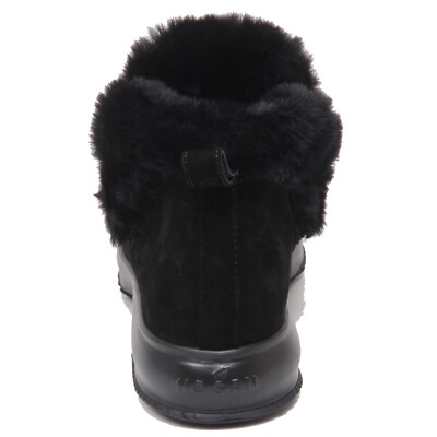 HOGAN F5606 SNEAKER DONNA BLACK HOGAN INTERACTIVE SLIP ON SCARPE ECO FUR SHOE WOMAN