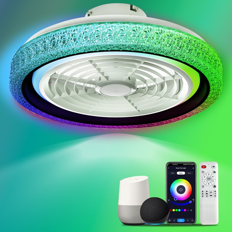 20" Smart Ceiling Fan with Light Alexa Google Assistant Siri