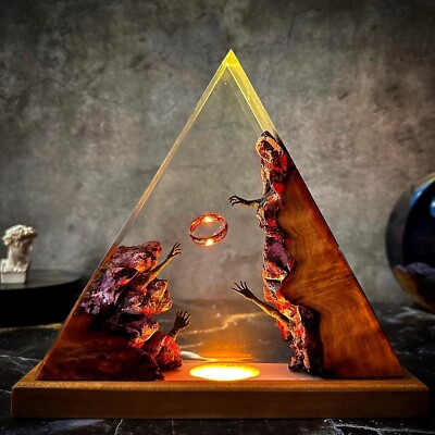 Lord Of The Rings Epoxy Wooden Resin Lamp Night Light Ocean Lamp Handmade Gift