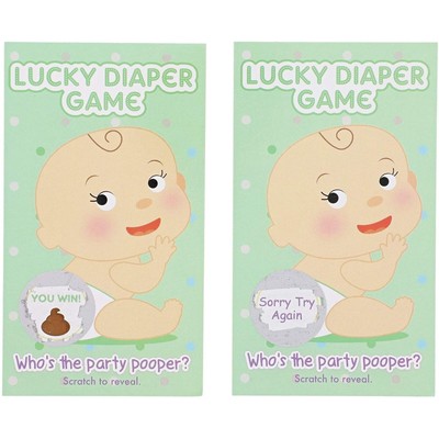 60x Baby Shower Scratch Cards Lucky Diaper Game for Boys or Girls Gender Neutral