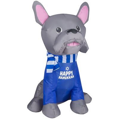 Gemmy 21.5'' Hanukkah French Bulldog AirBlown Inflatable Tabletop USB Battery