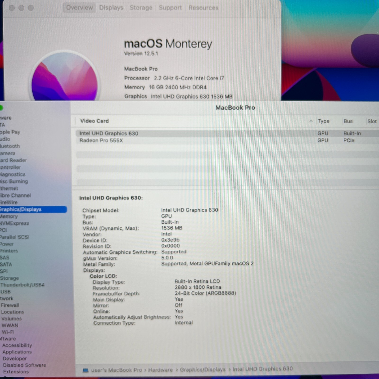 MacBook Pro 15 2018 Silver 2.2 i7 16GB 256GB SSD 555X Monterey + Good + Warranty - Picture 3 of 12