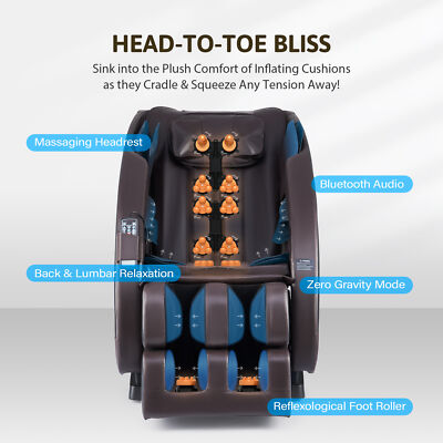 Full Body Massage Chair Zero Gravity Recliner Massager 22 Nodew Heat 330lb Cap