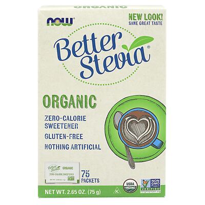 NOW FOODS BetterStevia Organic - 75 пакетиков в коробке