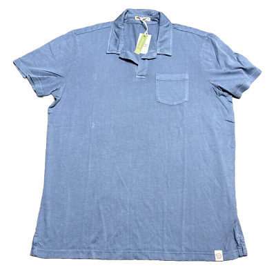 New Marine Layer Resort Polo Shirt Mens M Blue Cotton Tencel Lightweight Golf