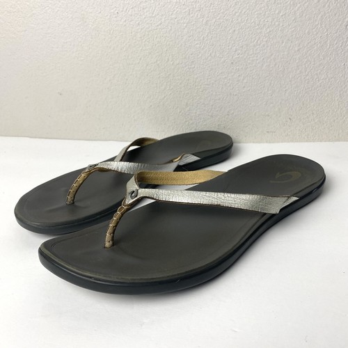 olukai Ho’opio Women’s sandals silver Size 9 olukai Ho’opio Women’s sandals silver Size 9
