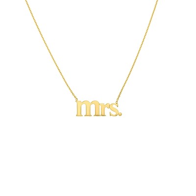 Adjustable Script Mrs. Necklace Real 14K Yellow Gold
