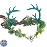 MOSTORY Green Woodland Antler Crown - Handmade Floral Fairy Headpiece Forest Elf Tiara Leaf Elven Circlet for Women Renaissance Renfaire Cosplay Photo Shoot Halloween Accessory
