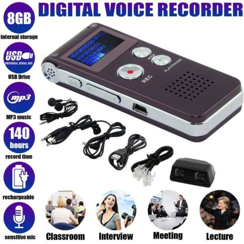 New Voice Recorder Mini Spy 8GB Digital Sound Audio Dictaphone MP3 Player UK